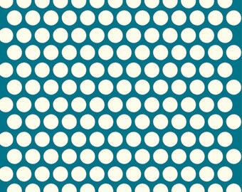 Organic Teal Polka Dot Fabric - Birch Dottie 1/2 Yard