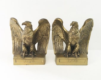 Eagle Bookends 1776 Brass Bookends Vintage bookends Bird Bookends Chachkie US Patriotic Bookends
