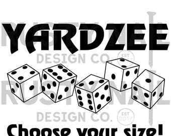 Yardzee, yardzee decal, yardzee bucket decal, yardzee bucket sticker, vinyl yardzee decal, Choose Your Size!