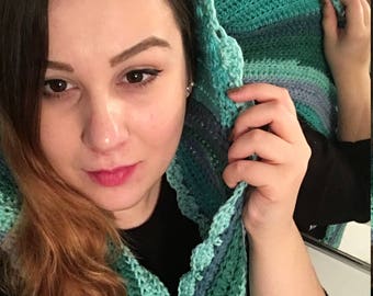 Sea Foam Hooded Scarf