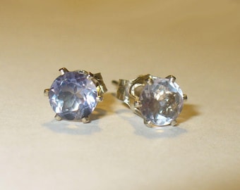 Color-Change Fluorite Stud Earrings - Genuine, Natural Mined From Earth Gemstones in Solid Sterling Silver Studs