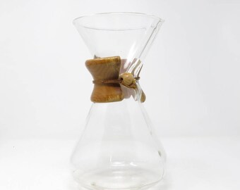 Vintage CHEMEX PYREX Glass Coffee Maker GREEN stamp U.S Pat 2411340 11 1/4" T