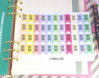 Pastel Pay Day Flag Planner Stickers; Colour Coding; Filofaxing; Erin Condren compatible; Kikki K; Bullet journal stickers; Finance stickers