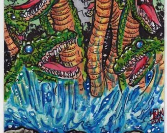 Orochi Personal Sketch Card Unique Gift Item Collectors Item Giant Monsters Kaiju