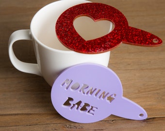 Personalised Coffee Duster - Custom Made Stencil - Sprinkle a Name or Shape on your Coffee or Cake