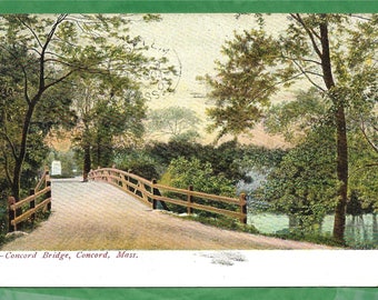 Vintage 1907 Postcard - Concord Bridge or Old North Bridge in Concord, Massachusetts (2859)