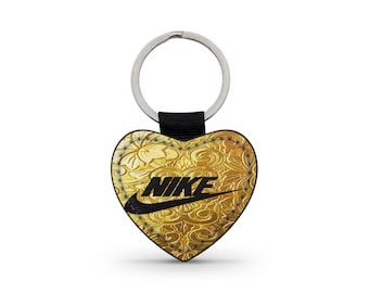 Keychain Nike faux leather Double sided 5 x 5 CM heart under Blister, new seams