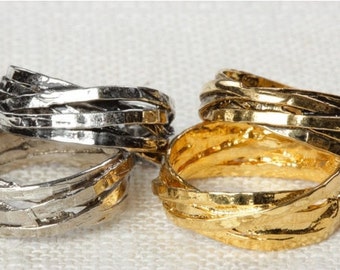 Twisted Stacked Vintage Ring Bright Gold Silver Antique Gold US Womens Sizes 7D