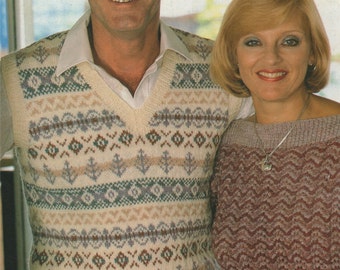 Mens Fair Isle Pullover PDF Knitting Pattern : Mans 34, 36, 38, 40, 42 and 44 inch chest . Fair Isle Slipover . DK . Digital Download