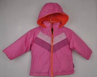 Weather Tamer Kids pink/orange fleece lined jacket // 3T coat //
