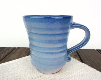 Turquoise Blue large ceramic pottery mug, large ceramic mug, coffee cup, clay cup, tea cup, hand thrown mug, hand crafted cup