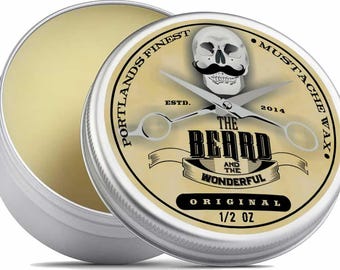 The Beard & The Wonderful, Portland Moustache Wax. 1/2 Oz tins (15ml) Unscented