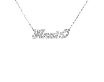 SNP23d Silver Diamond Name Necklace for a Timeless Look