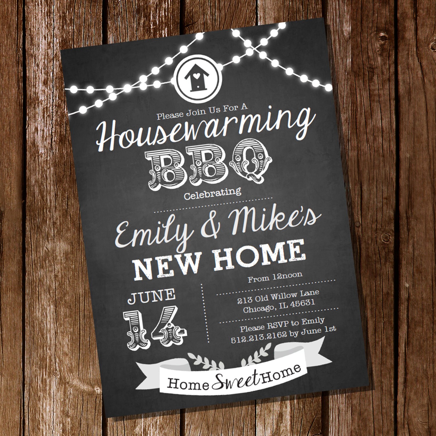 Chalkboard Housewarming BBQ Invitation Housewarming Party