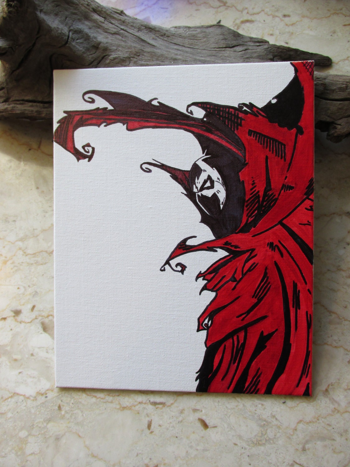 Spawn Permanent Marker Drawing on Canvas 8 x 10