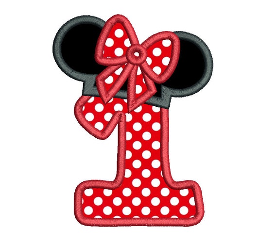 1st Birthday Minnie Machine Embroidery Applique Design Mouse