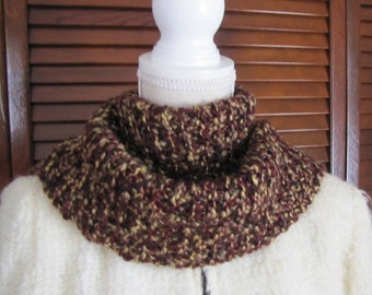 Knit Scarf, Chunky knit scarf, Infinity scarf, Brown knit scarf, Hand knitted scarf, Knit scarf with pin, Soft knit scarf, Long knit scarf