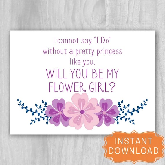 Will You Be My Flower Girl Proposal PURPLE Wedding Printable