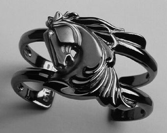 HORSE CUFF BRACELET in Black Sterling with diamond