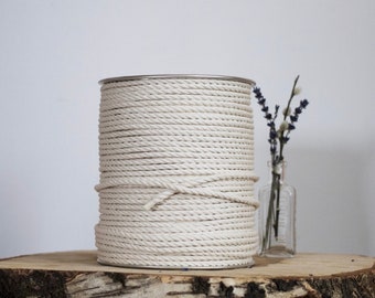 500 ft spool of 5mm 3 Strand Cotton Rope, Macrame Rope, Macrame Cord, Cotton Rope, Macrame String