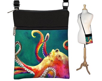 Clara Nilles Sling Bag, Shoulder Bag, CrossBody Purse, Small CrossBody Bag, Cross Body Bag, Cross Body Purse, Octopus teal RTS
