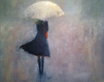 Girl in gray mist. giclee print. 11x14
