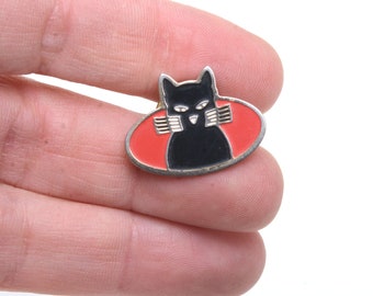 Black cat, cat pin, cat brooch, cat jewelry, Lapel pin, retro, 90s, enamel pin, cat lapel pin, cat enamel pin, cat badge