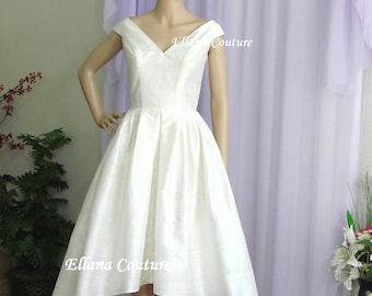 Lily - Vintage Inspired Wedding Dress. High Low Hem. Gorgeous Doupioni SILK.