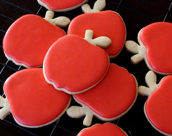 Apple Shaped Red Cookies,Back To School,Red Cookies,Fruit Cookies,Fall Cookies