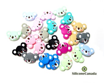 BULK 25 Koala Silicone Beads for Teething Necklace Nursing Necklace Pacifier Clips Baby Toy Food Grade FDA Approved BPA Free Wholesale