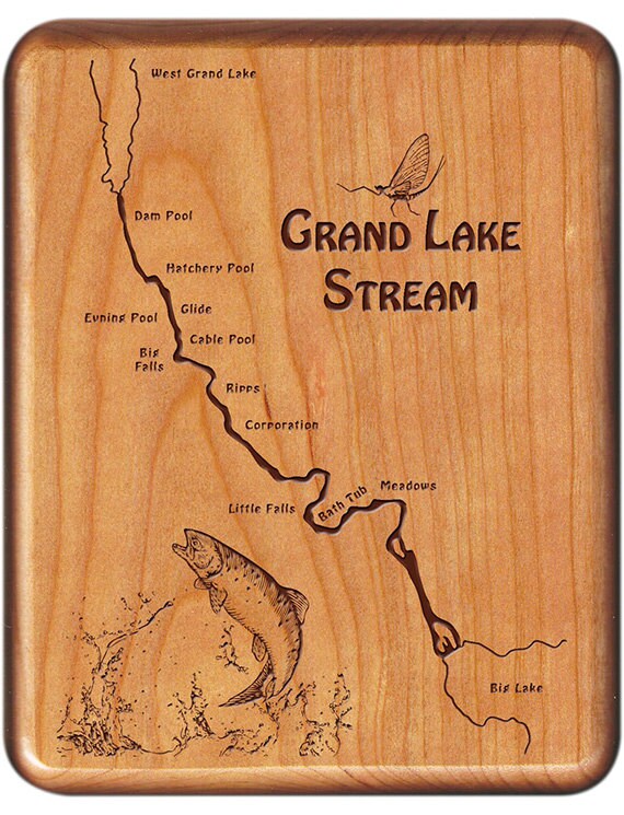 GRAND LAKE STREAM River Map Fly Fishing Fly Box