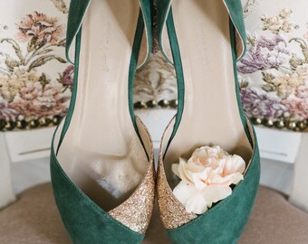 green flat wedding shoes