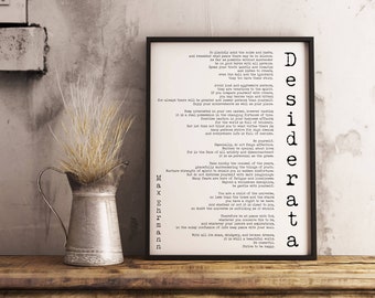 Instant Download Poem Art Desiderata Print, minimalist poster, Max Ehrmann Literary Poster, literary quote printable, motivational poster