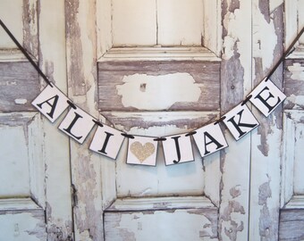Wedding banner, Couples name banner, glitter wedding banner,wedding decor, Personalized banner, bridal shower decor, Sweetheart table decor