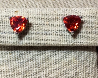 Lab Created Paparadsha Sapphire Sterling Silver Earrings