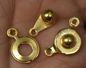 20 pcs 9.5 mm yellow tone metal snap clasps , ball and socket clasps, button clasps SCL9Y