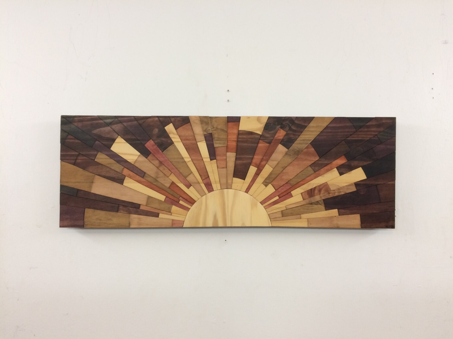 Wood Wall Art Oak City Sunrise Zoom