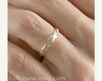 14k Gold Small Leaf Ring | Stacking Ring | Nature Inspired Ring