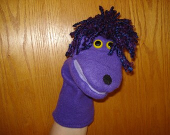 Purple hand puppet moveable mouth