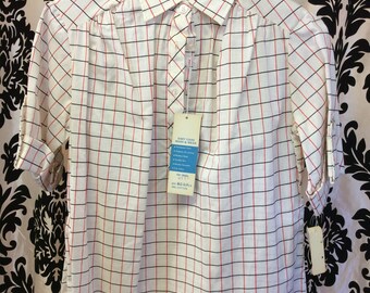 50's DEADSTOCK Cream/Red/Black Windowpane Blouse