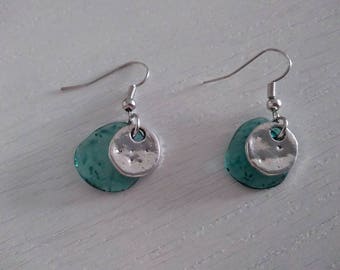 Hook earrings. Resin earrings. Coins earrings.