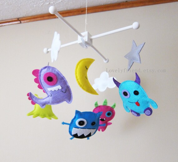 Items similar to Five Little Monsters Baby Mobile Nursery Mobile