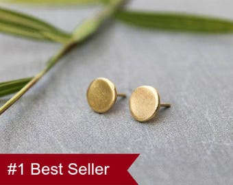 Minimalist Earrings, Round Earrings, Small Gold Stud Earrings, Gold Round Stud Earrings, Geometric Earrings, Circle Gold Studs, Nickel Free