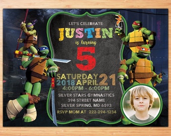 Ninja Turtle Invitation, Ninja Turtles Party, TMNT invitation, Teenage Mutant Ninja Turtle invitations, TMNT Birthday Invitation