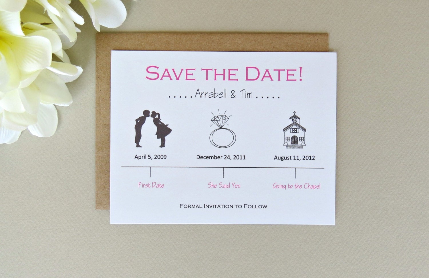 Timeline Save the Date Wedding Card