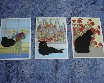 collection / 3 1984 new (Meg Dawson) CAT post cards