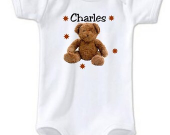 Personalized with name Teddy bear baby Bodysuit