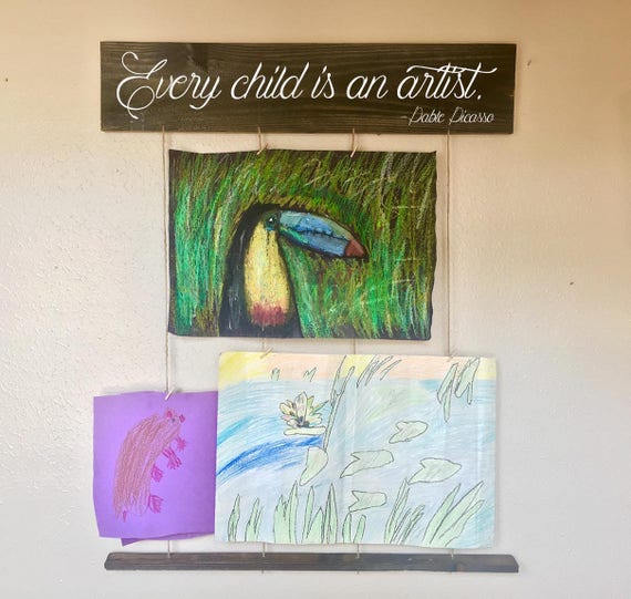 Every child is an artist wood sign/picture hanger art hange