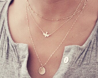 Dove Necklace / Gold Bird Necklace / Delicate Bird Necklace Silver / Dainty Layering Necklace / Rose Gold