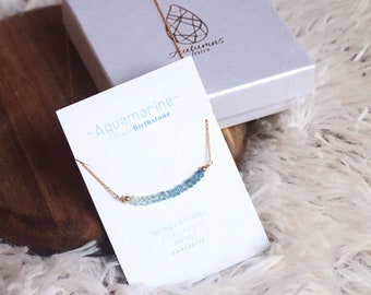 REAL Aquamarine March Birthstone Necklace - Sterling Silver,Birthstone Necklace, Birthday Gift, Crystal Necklace, March Necklace